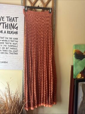 Free People Women's Rust Pleated Maxi Skirt